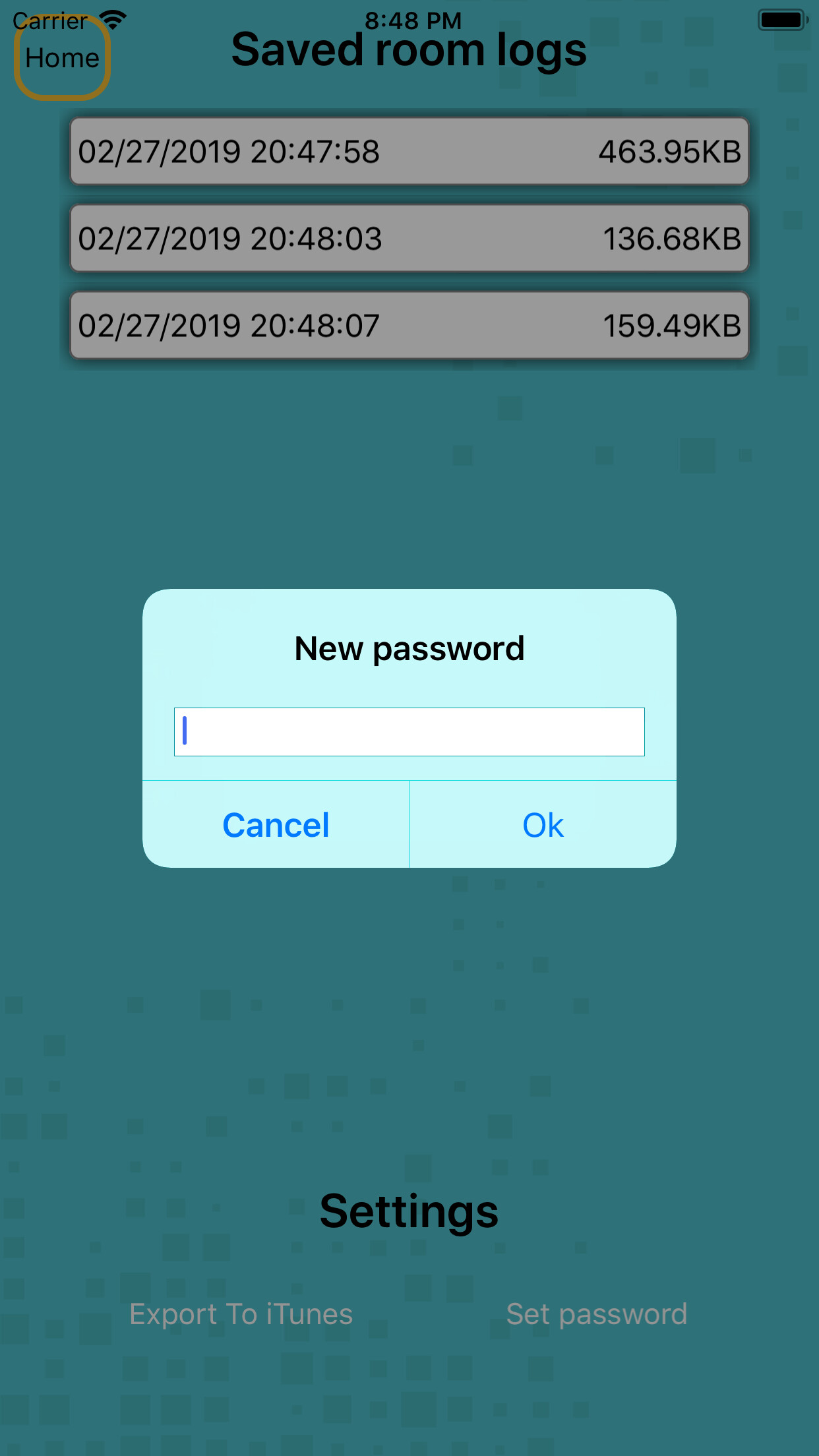 app password reset screen
